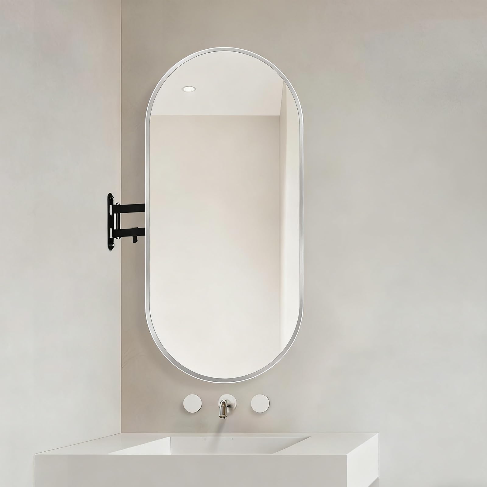Miroir de salle de bain ovale à LED 50x80 cm anti-buée vertical