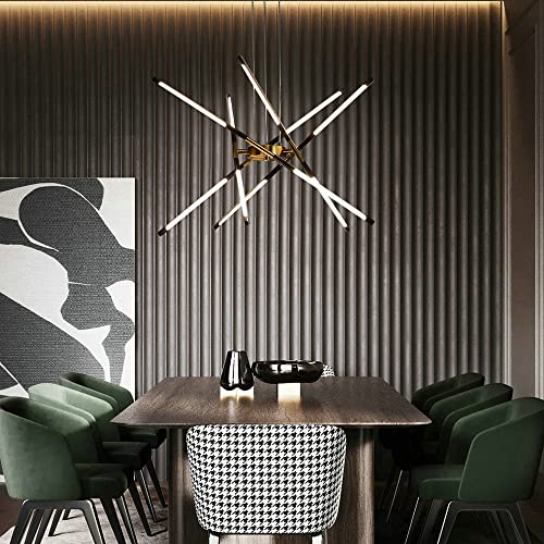 Suspension LED or et noire design luxueux pour chambre