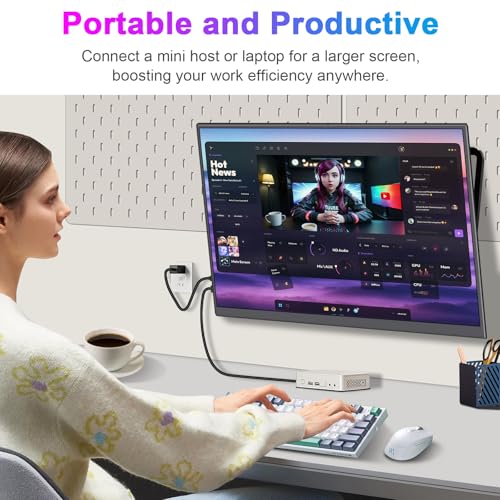 Image of 16.1 inch 144Hz Portable Monitor for Gaming with Kickstand- HDR Eye Careful, 100% sRGB FHD IPS HDR Portable Monitor for Laptop with Built-in Speakers Compatible with Laptop PC Phone PS5 /4 Switch