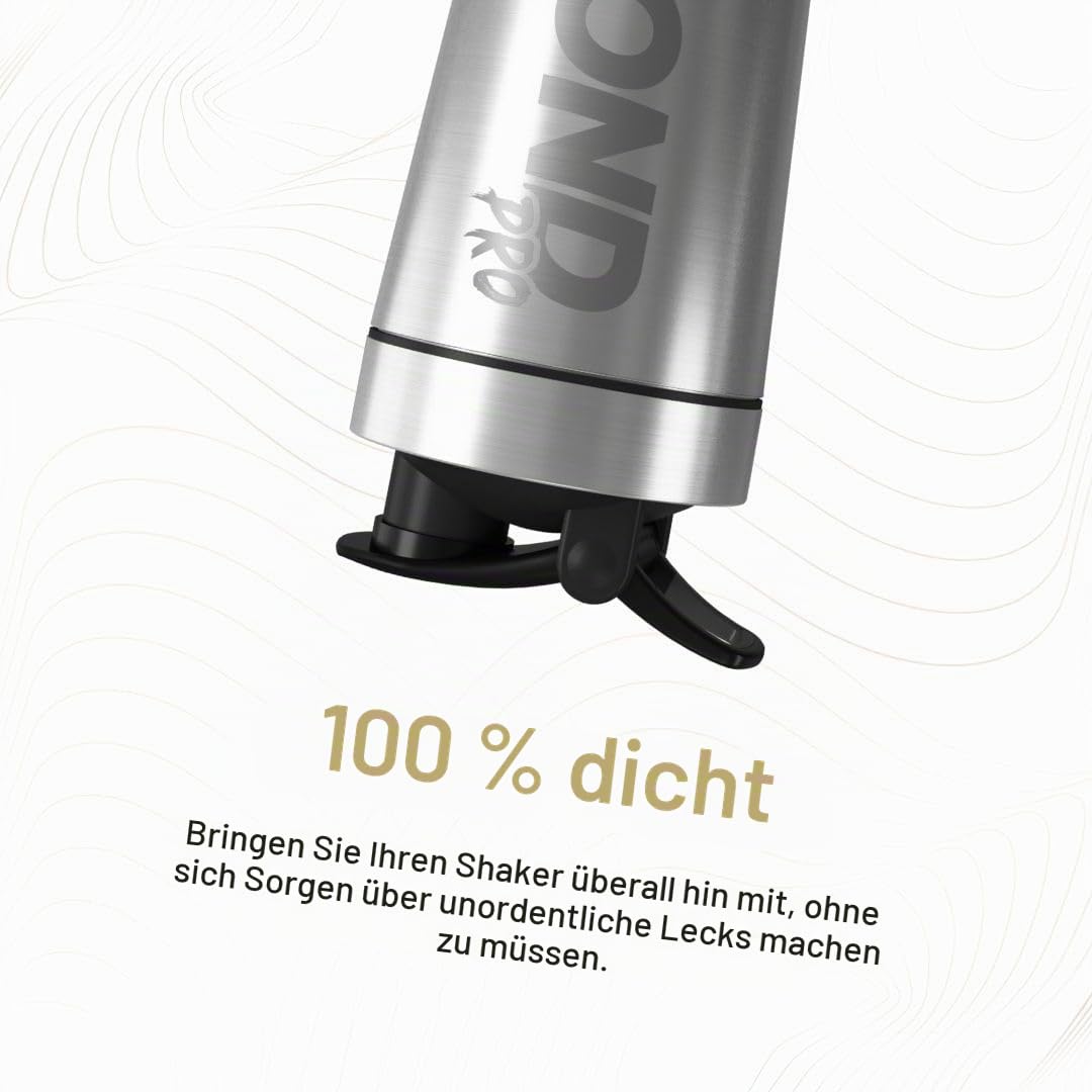 Pro Isolierter Protein-Shaker aus Metall, Edelstahl-Nahrungsergänzungsflasche, BPA-frei, für Fitnessstudio, 735 ml, gebürsteter Stahl