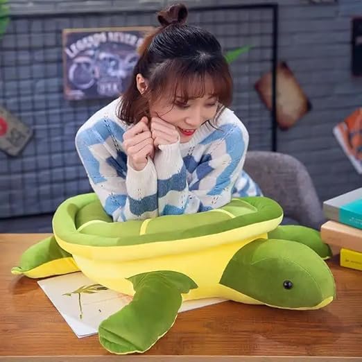 Image of Plush Sea Turtle Stuffed Animal, Green and Yellow, Soft Toy for Kids 25CM