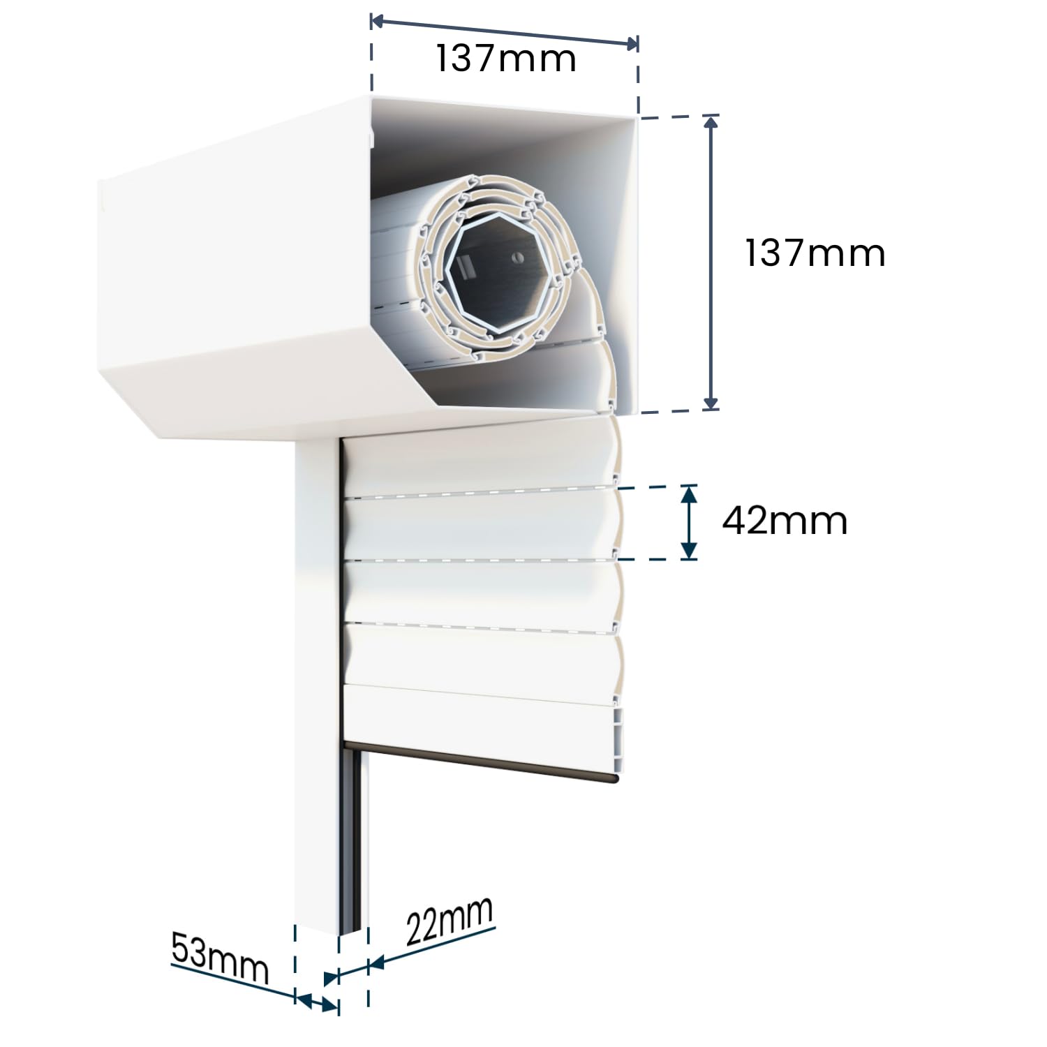 Persiana enrollable manual, correa ajustable de aluminio, 100 x 80 cm, color blanco, montaje fácil, para ventana