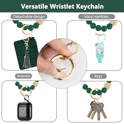 Image of KNGITRYI Wristlet Wallet for Women,RFID Keychain Wallet with Beaded Strap