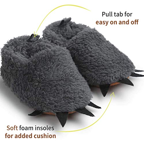 Baby Boys Girls Soft Plush Slippers Animal Boots Toddler Infant Crib Shoes Winter House Shoes Dark Grey #TOP3