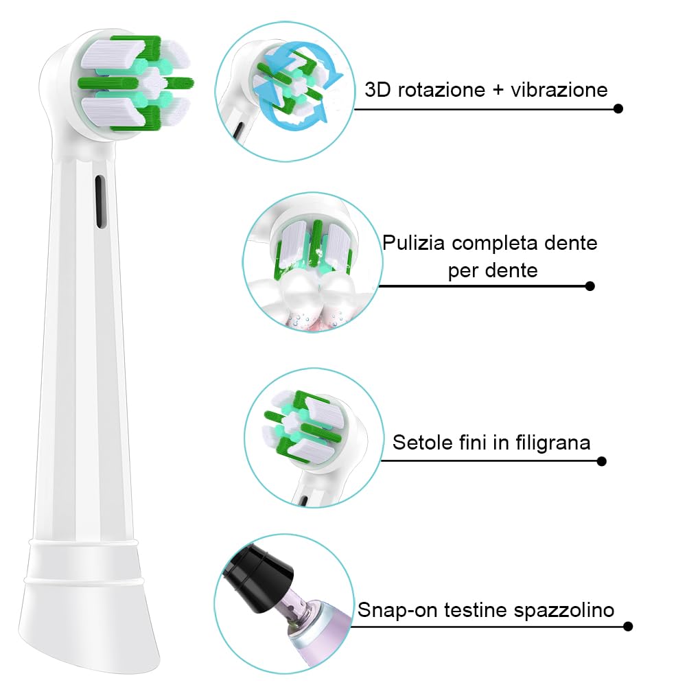 8 Testine di Ricambio per Spazzolini Compatibile con Orall B - iO Testine Spazzolino Elettrico Adatto iO 3/4/5/6/7/8/9/10 Serie Spazzolini - Pulizia Delicata ed Efficace - Di HSYTEK