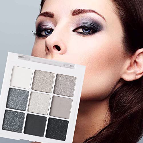 Yeweian Black White Smokey Eyeshadow Palette, 9 Colors Matte Glitter Eyeshadow Makeup Palette Silver Gray Eye Shadow For Girls And Women, With Prism Mirror #TOP6