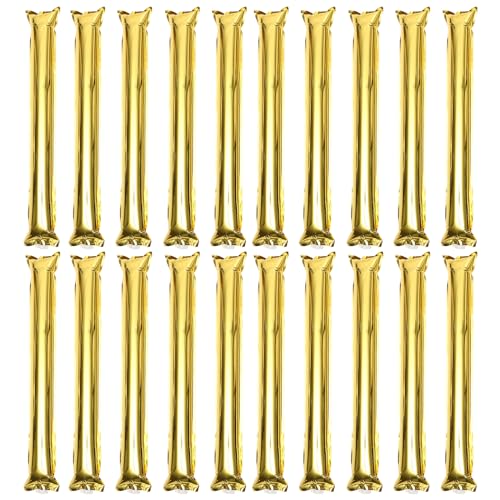 Toddmomy 24 Pcs Thunder Sticks Plastic Cheerleading Stick Cheering Thunder Sticks Team Boom Sticks Clapper Inflatable Noise Makers for Sporting Events Dance(Golden)