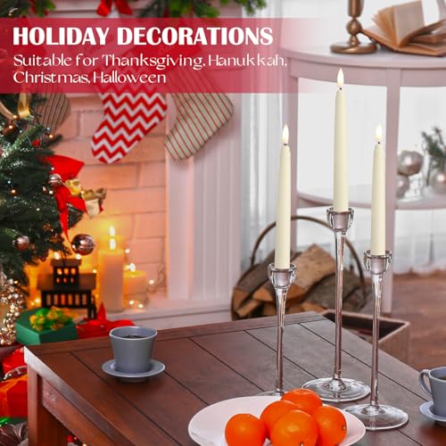 Image of Baquler 72 Pcs Flameless Taper Candles LED Taper Candles Flickering Bulk Ivory LED Candlestick for Easter Wedding Church Halloween Christmas Party Decor Table Centerpiece, 8.5 in, No Batteries