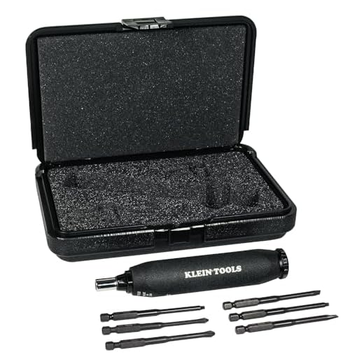 Klein Tools 57032 Screwdriver Set, Made in USA, Torque Screwdriver Kit with Phillips, Slotted, Square Bits, 1/4-Inch Nut Driver, Case Included, 6-Piece