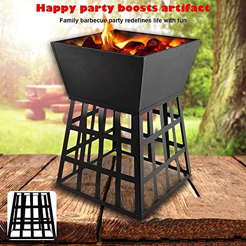 Puits de feu de jardin carré en acier inoxydable avec barbecue