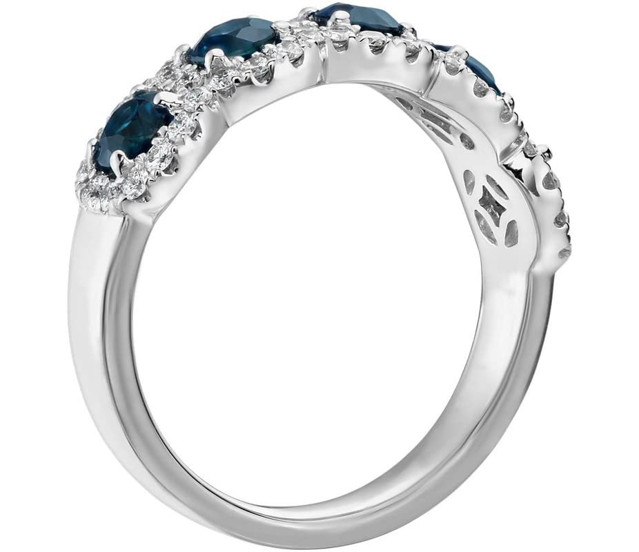 925 Sterling Silver Round Shape Natural London Blue Topaz Gemstone Silver Jewelry Woman'S Eternity Ring3