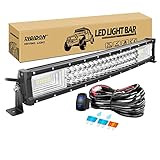 rigidon barra led fuoristrada, curva 22 pollici 55 cm 270w barra luce led con 12v cablaggio kit, led light bar per auto camion suv atv 4x4 veicoli, faretti fendinebbia, 6000k bianco luci di lavoro