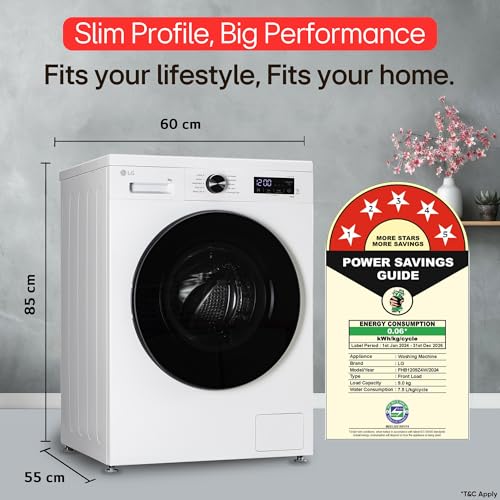 Image of LG 9 Kg 5 Star Wi-Fi, Steam, Inverter Direct Drive Technology, 6 Motion DD, Fully-Automatic Front Load Washing Machine (FHB1209Z4W, Allergy Care, In-Built Heater, Touch Panel, Blue White)