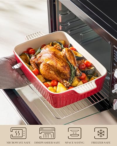Grand plat de cuisson rectangulaire rouge 4200ml pour casseroles - 5