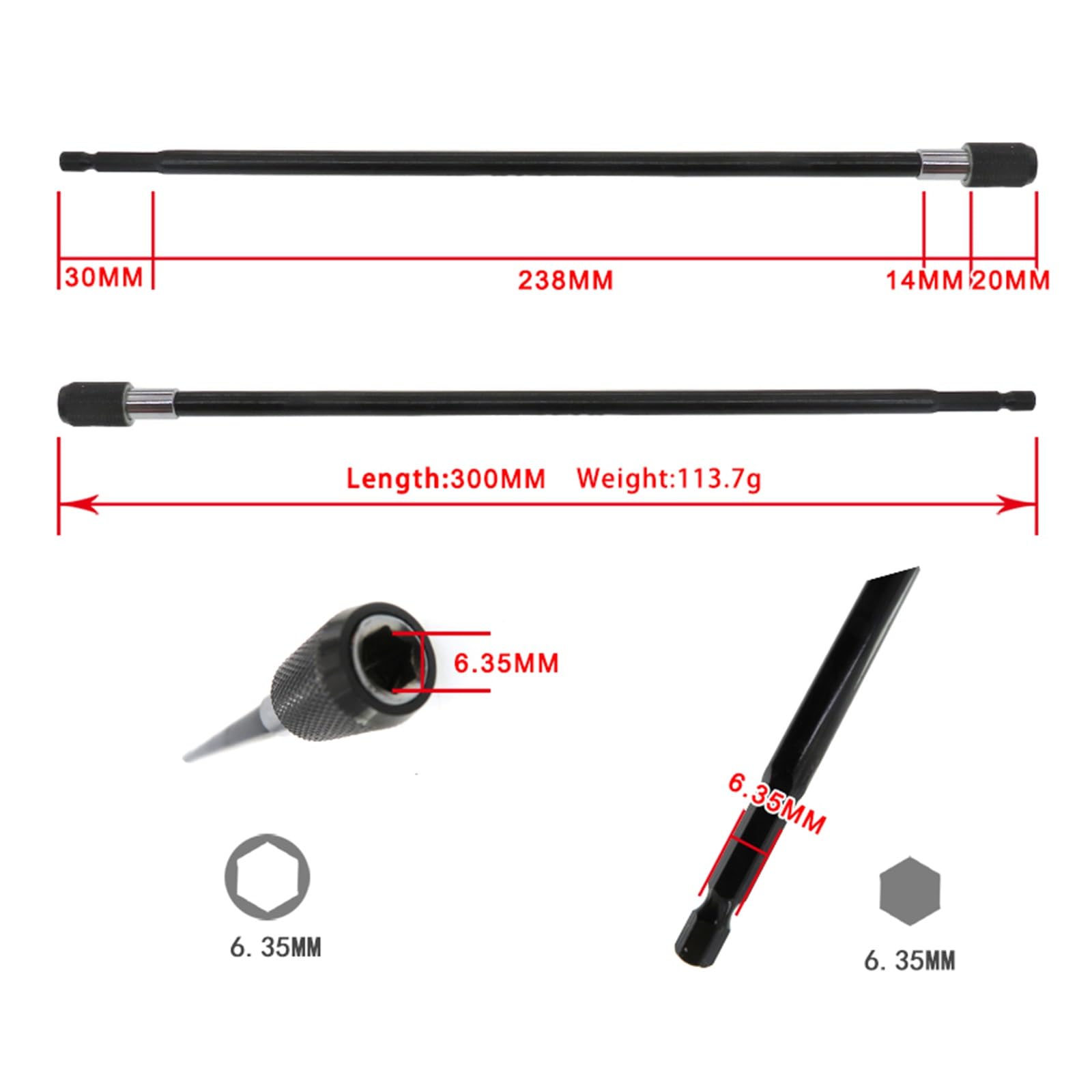 1/5 sztuk 1/4 "uchwyt do wkrętaków Quick Release 300mm magnetyczny uchwyt sześciokątny przedłużacz idealny do wkrętarki wiertarskiej