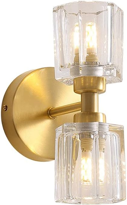Applique Murale À 2 Têtes D'Éclairage Haut Et Bas, Appliques Murales Industrielles Rétro, Applique Murale En Laiton Avec Abat-Jour En Verre Carré, Douille G9, Appliques Murales Décoratives De