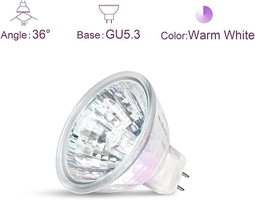 Miniatura 3 de Bombillas MR16 de 50 W, 12 V, 2 pines, base GU5.3 regulable, focos de luz puntual para interiores, bombillas MR16 de 50 W con cubierta de vidrio