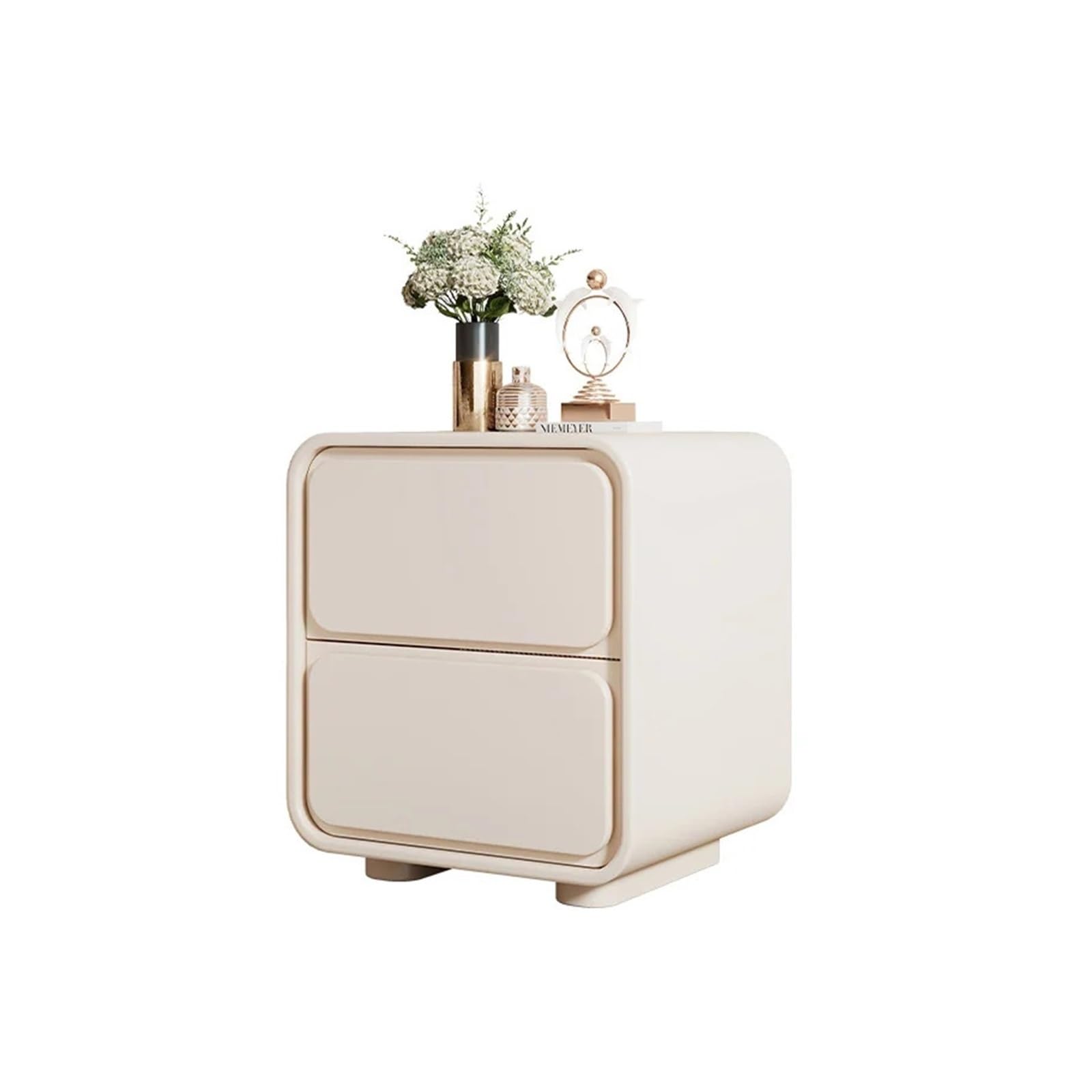 Table de nuit de chambre en bois et cuir TUSUOD, meuble de chevet chic