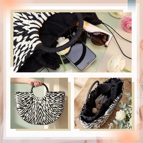 Image of Frienda Straw Tote Bag Summer Beach Bag Handmade Straw Rattan Woven Handbag for Women Travel
