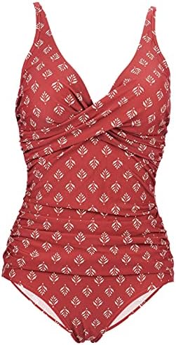 LA ORCHID Damen Badeanzug bauchweg Push up einteiliger Badeanzug bademode v Ausschnitt bademode high Waist für Urlaub