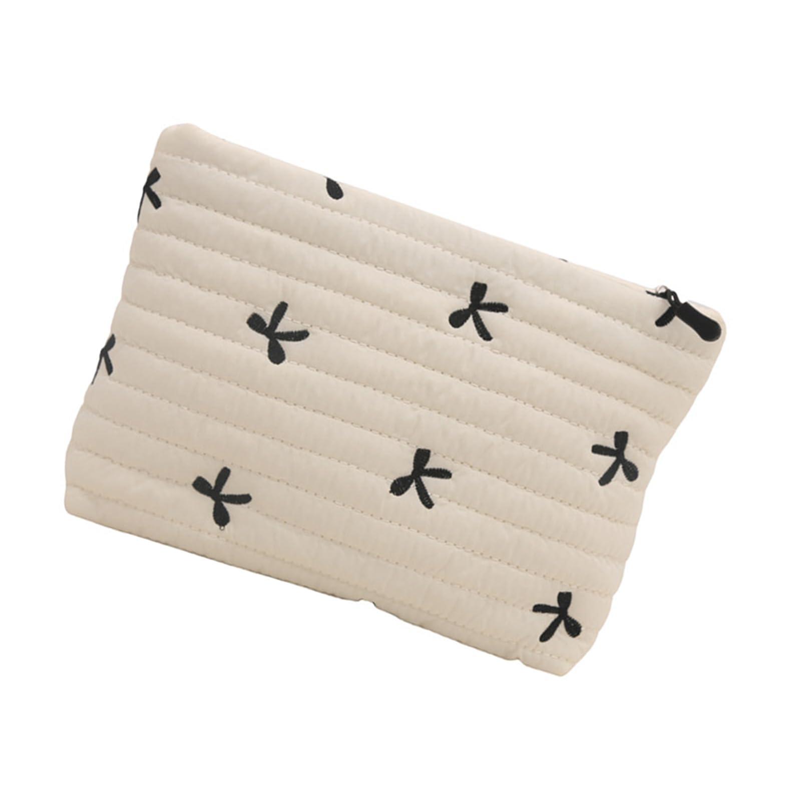 Buxuaaaa White Stylish Bowknot Makeup Storage Case Functional Bowknot Beauty Bag Portable Makeup Pouches Suitable For Gym And Travel Elegant Cosmetic Organizers