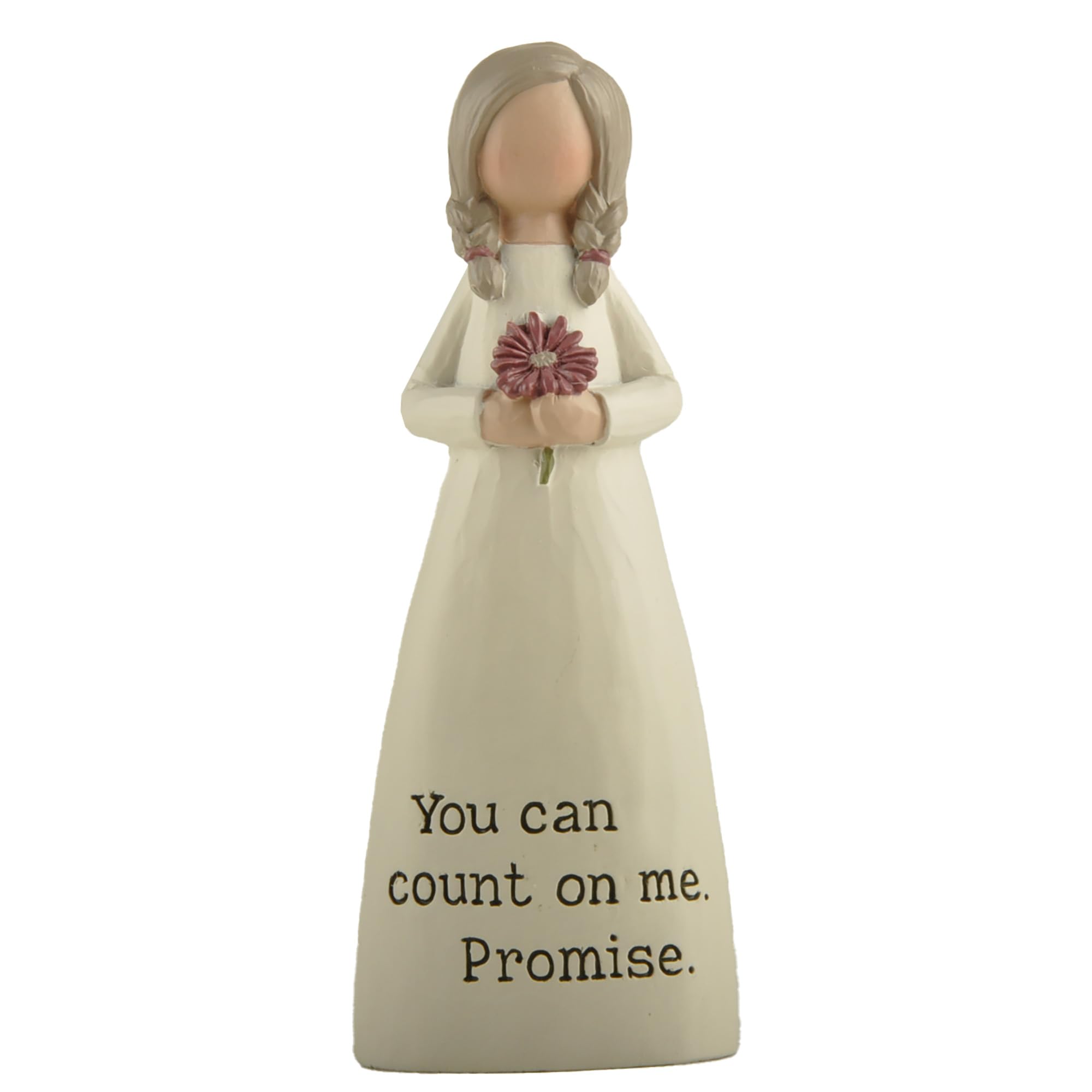 Feather & Grace Handcrafted Resin Figurine – ‘You Can Count on Me’ Sentiment Girl Ornament, Collectible Freestanding Gift 14cm