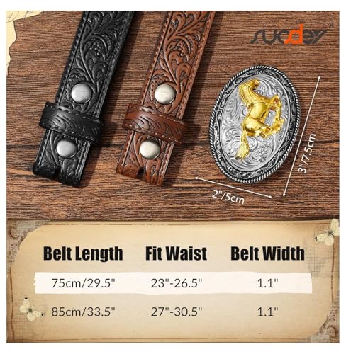 Kids Western Belts for Boys Girls, Embossed Leather Cowgirl Belt for Jeans - Adjustable Toddler Belts with Detachable Buckle, Gift for Christmas 7