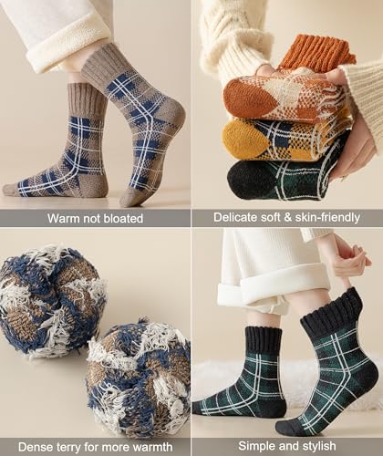 Image of IIG 3-5 Pairs Womens Super Thick Warm Winter Crew Socks Cute Fashion Knit Cozy Socks Gifts for Women