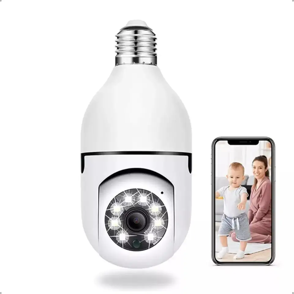 Camera Ip Inteligente Lampada Panoramica Giratoria Wifi E Espiã Visão Noturna Infravermelho