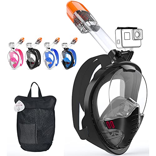 Tyuodna Masque de plongée pour adulte,Masque de plongée sécurisé CO2,Masque complet de vision à 180 degrés,Masque de plongée anti-buée anti-fuites,Caméras de sport compatibles (tout noir(L/XL)) Cover