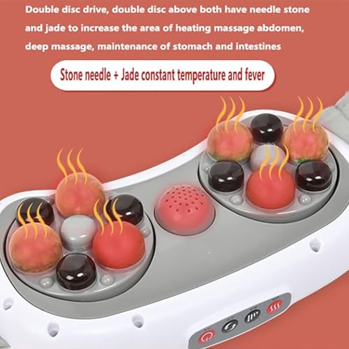Masajeador abdominal eléctrico, instrumento de amasado para abdomen con doble disco grande, 12 imanes para masaje profundo, ajuste de 3 niveles, ajuste de temperatura de 3 velocidades, para abdomen y cintura miniatura 3