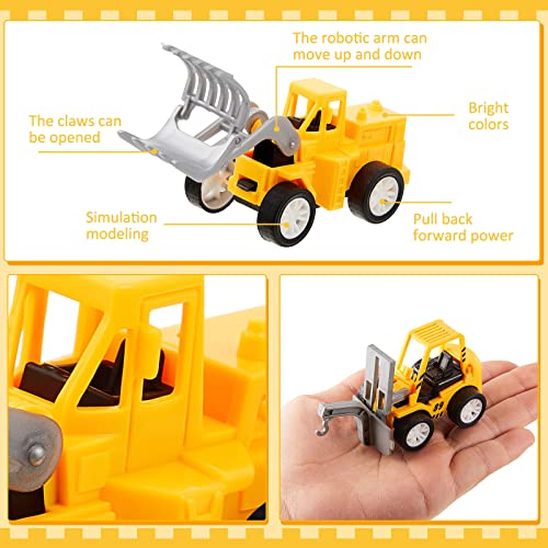 12 Pcs Construction Party Favors Engineering Trucks Small Digger Truck Toys Christmas Gifts Pull Back Vehicles Mini Excavator Toy Car Set for Kids Birthday Boys Girls Stocking Stuffers (Full Set)