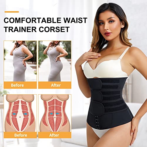 Lmoyakg Waist Trainer Corset For Women Trimmer Belt Workout Body Shaper Cincher Tummy Control Sport Girdle With Steel Bones (Large, Black) #TOP3