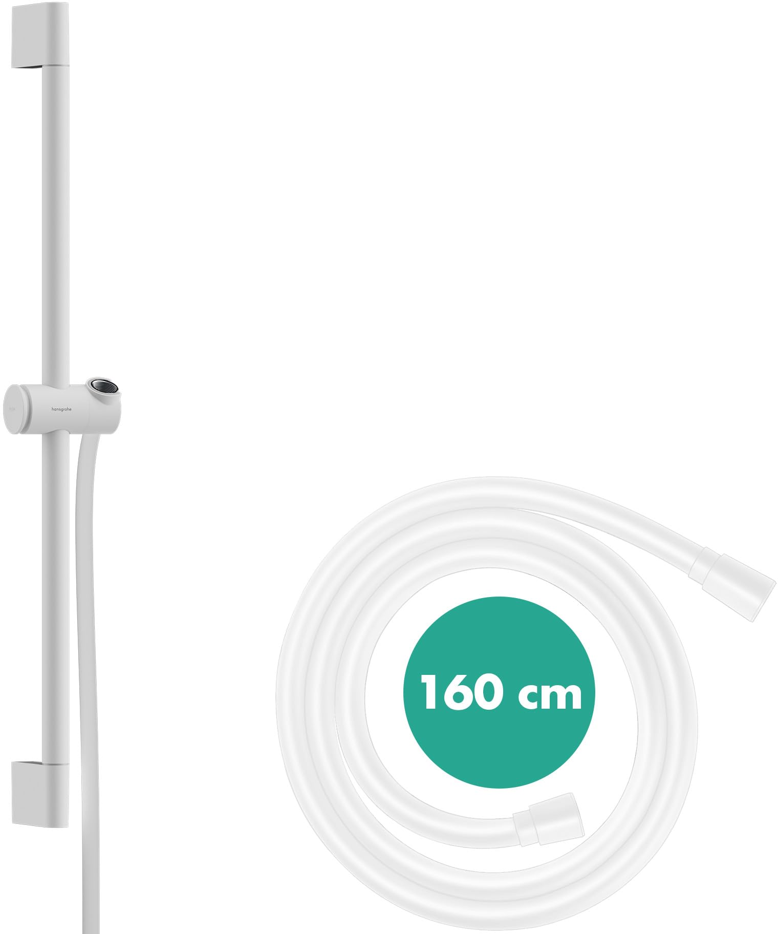 hansgrohe Unica Pulsify S - drążek prysznicowy 65 cm z wężem prysznicowym Isiflex 160cm i uchwyt głowicy prysznicowej, biały matowy