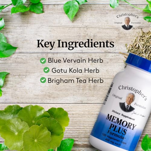 Image of Christopher's Original Formulas Memory Plus Herbal Blend - Brain Supplements for Memory & Focus - Supports Cognitive Function, Energy, & Alertness