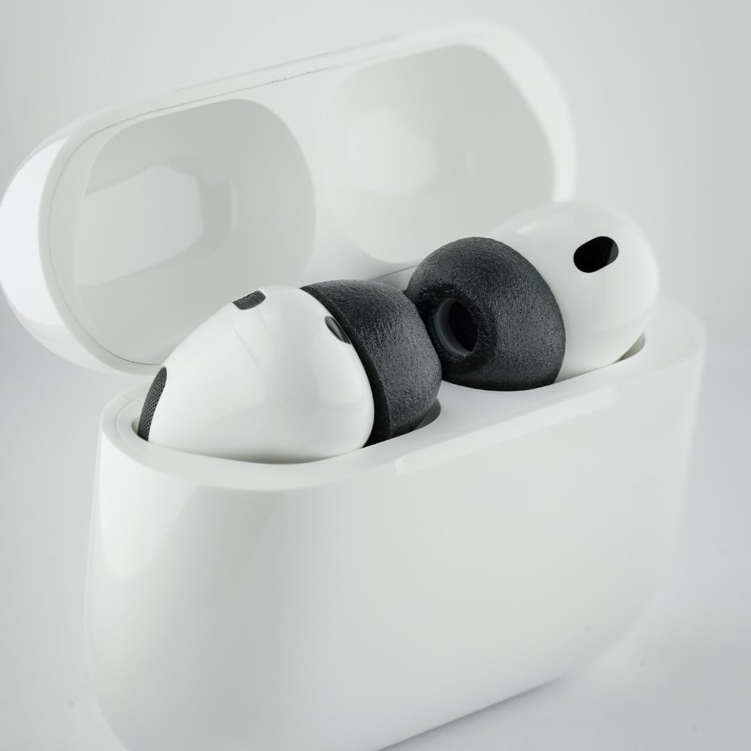 Comply TrueGrip MAX wymienne zatyczki do uszu z pianki z pamięcią kształtu do Apple AirPods Pro (3 generacji), technologia SmartSkin, doskonała izolacja akustyczna, czarne, sortowane S/M/L, 3 pary