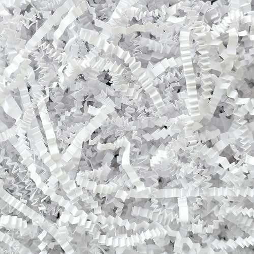 Corlcol 200g (7oz) crinkle paper filler grass Cushion Paper Streamer for Gift Box and Basket On Christmas Wedding Birthday(White)