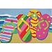 Jellybean Summer Flip Flops in the Sand Washable 21 X 33 Inches Area Accent Rug