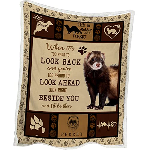 Blessliving Ferret Blanket Ultra-Soft Cozy Plush Ferret Lover Pets Animals Throw Blanket Sherpa Blankets For Crib Couch Chair Home Travel Ferrets Pet Gift Idea Fleece Blanket (Throw, 50 X 60 Inches) #TOP6