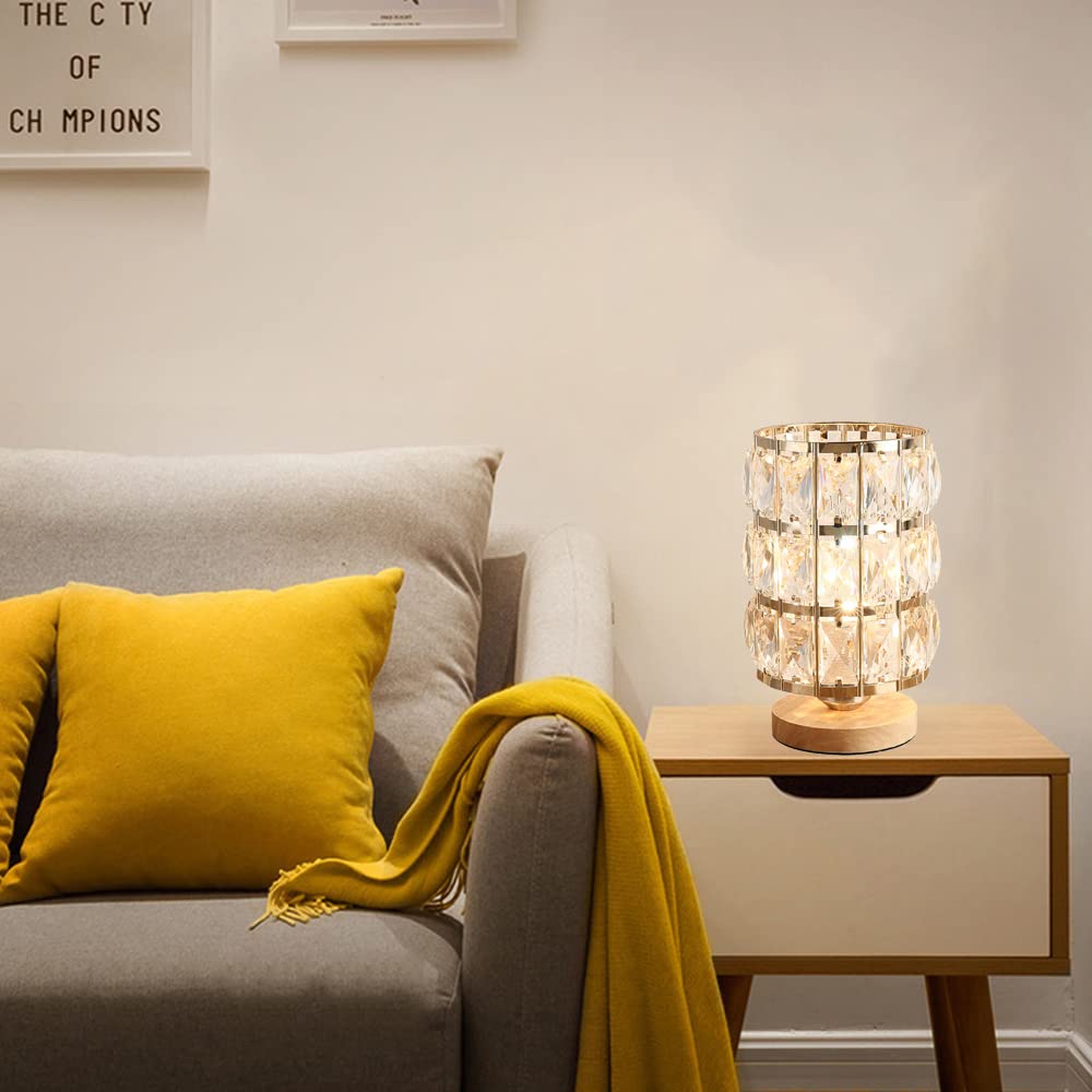 Lámpara de mesa de cristal moderna, Elegante Lámpara Decorativa de Mesita de noche, Lámpara de escritorio con interruptor de encendido / apagado en línea para dormitorio, sala de estar (B)