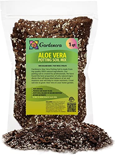 GARDENERA Premium Aloe Vera Potting Soil Mix - (1 Quart Bag)
