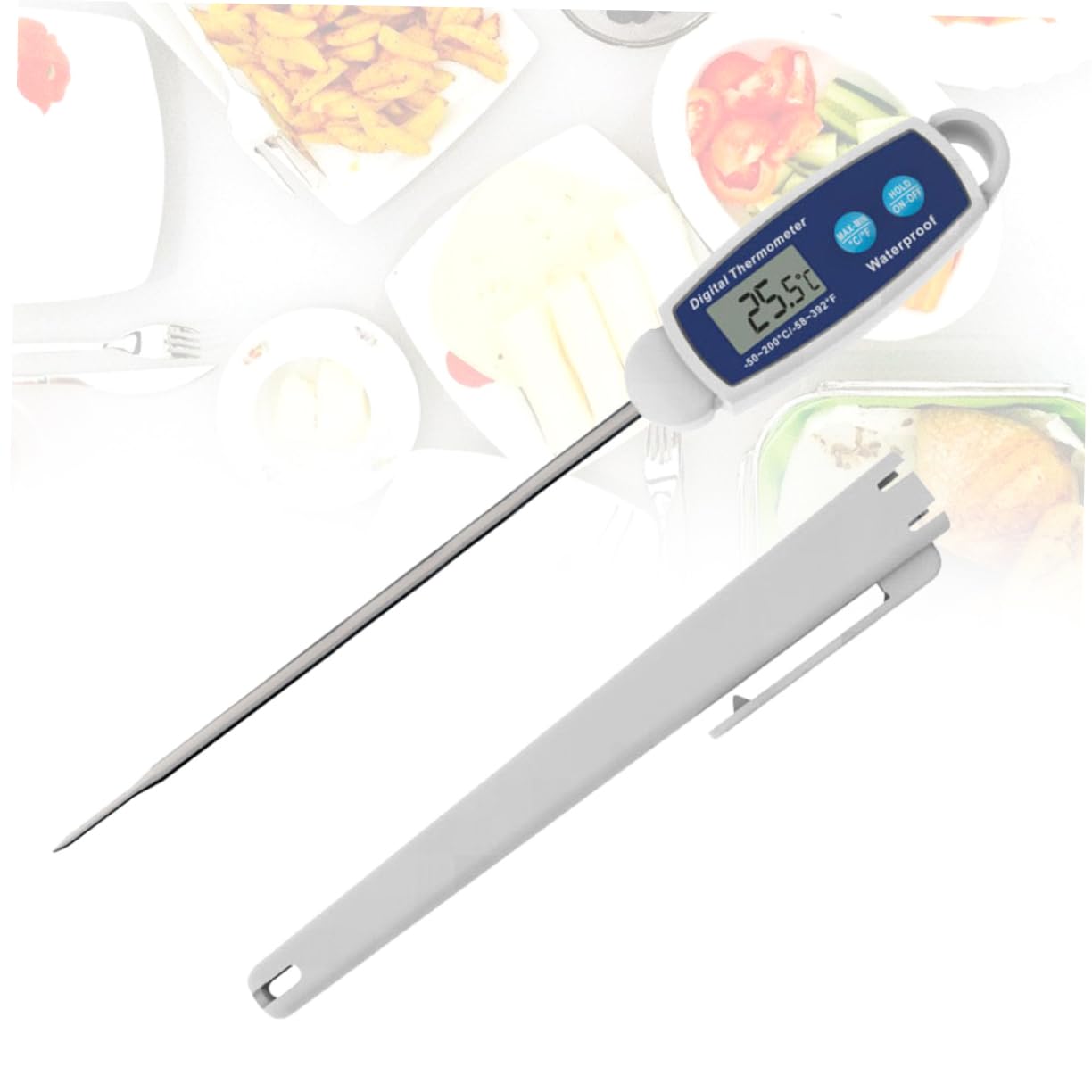 Termómetro para Alimentos Digital Multifuncional Termómetro de Cocina para Hornear Barbacoa con Tapa Uso Diario el Hogar