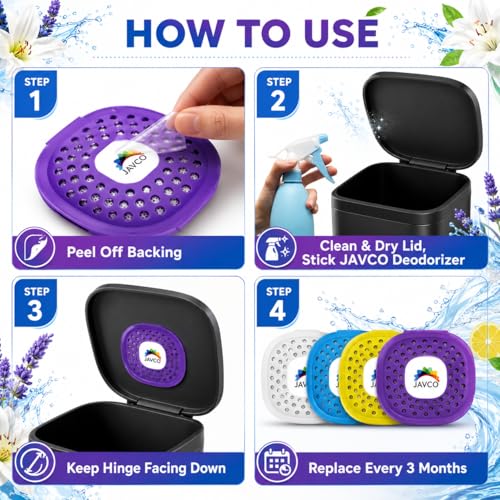 Image of Trash Can Deodorizer & Odor Eliminator 4 in 1 - Garbage Can Deodorizer, Activated Charcoal Stick-On Odor Absorber for Garbage Cans = Up to 12 Months Freshness