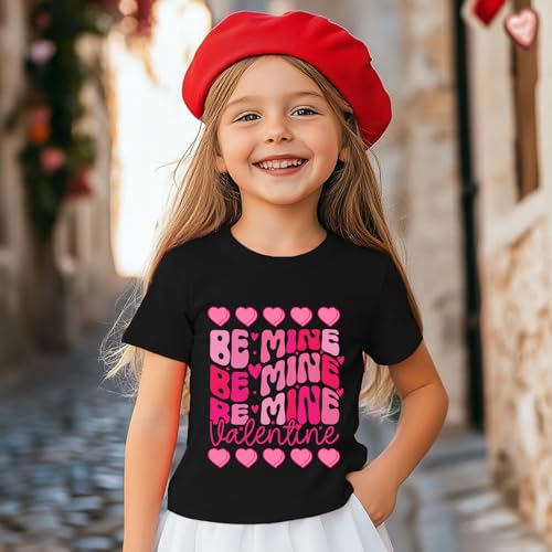 Toddler Girl Valentine's Shirts Cute Love Tshirts Cotton Short Sleeve 2-10 Years3