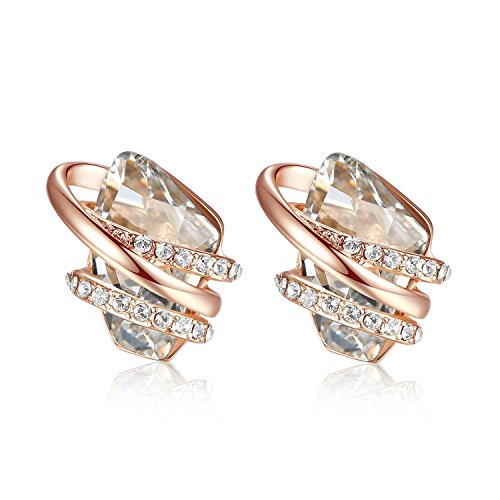 Leafael Wunschstein Kristall Ohrstecker, Geburtsstein Ohrringe damen mit Heilkristallen, Ohrringe Rosegold oder Silber-Ton, Allergie-freien Schmuck für Frauen mit Geschenkbox