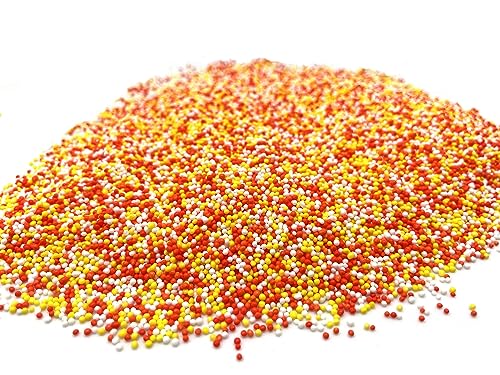 Candy Corn Inspiration Nonpareils | 4 oz Resealable Stand Up Bag | Orange, Yellow, and White Nonpareil Sprinkle Blend | Thanksgiving and Halloween Inspired Sprinkle Blend for Cookies, Cakes, and More