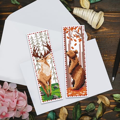 Image of ACRNIGHEET 6 PCS Cross Stitch Bookmark Kit Animals Patterns DIY Stamped Embroidery Bookmark Kit DIY Bookmarks Crossstitch Kits Adul Stamped Embroidery Bookmarks with Instructions 11CT