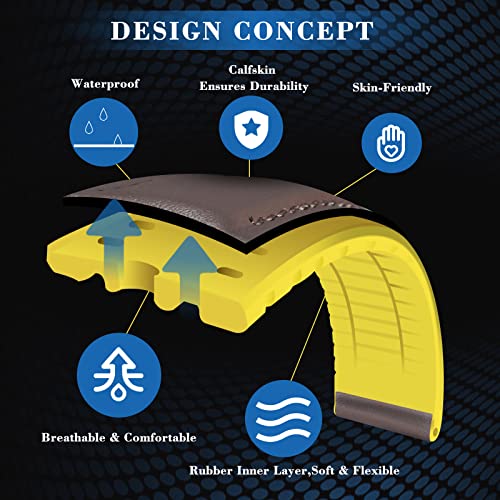 BINLUN Compatible with Apple Watch Bands Leather Soft Silicone Inner Hybrid Sweatproof 42mm 44mm 45mm 46mm 49mm Watch Strap for iWatch Ultra SE Series 11/10/9/8/7/6/5/4/3/2/1(Gold Buckle,Deep Brown) - Image 3