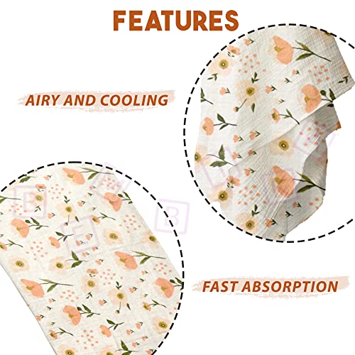 Image of BEMBIKA Bamboo Muslin Swaddle Wrap Baby 120X110 Cm Stroller Blanket Receiving Blanket for Newborn (Flowers)