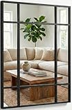 Marctani Espejo Ventana de Pared 90x60 cm – Espejo Industrial Decorativo con Marco de Metal – Diseño Rectangular Efecto Ventana para Recibidor, Entrada y Salon